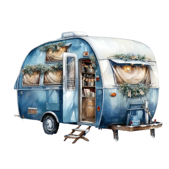 Mavi Karavan Duvar Stickerı - Resim 2