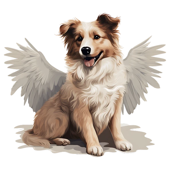 Oturan Kanatlı Köpek Duvar Stickerı - Resim 2