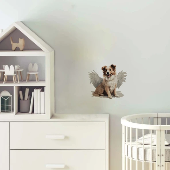 Oturan Kanatlı Köpek Duvar Stickerı ürün görseli 1