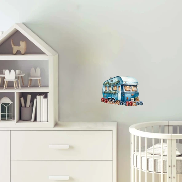 Hediyeli Yılbaşı Karavanı Duvar Stickerı ürün görseli 1