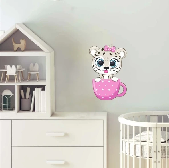 Fincanda Leopar Yavrusu Duvar Sticker'ı - 2