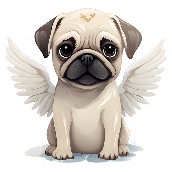 Kanatlı Pug Yavrusu Duvar Stickerı - Resim 2