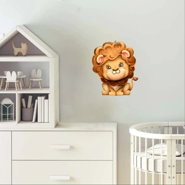 Sevimli Aslan Duvar Sticker - Resim 2