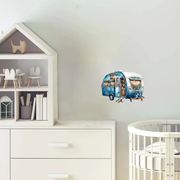 Mavi Karavan Duvar Stickerı ürün görseli 1