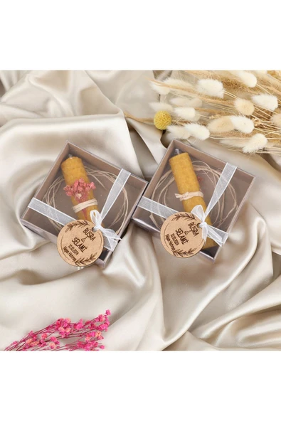 Her Anınıza Özel Işık: 10 Adet Doğal Bal Mumu - Nikah, Düğün, Nişan, Doğum Günü Ve Kına Hediyeliği - 5