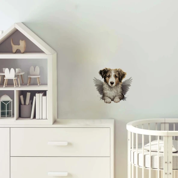 Yatan Kanatlı Köpek Yavrusu Duvar Stickerı ürün görseli 1