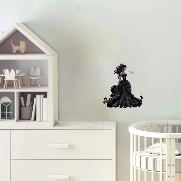Siyah Elbiseli Prenses Duvar Sticker'ı ürün görseli 1