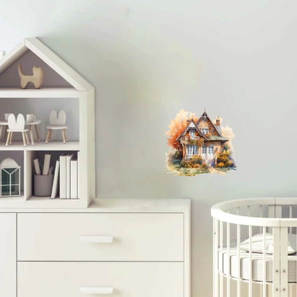 Detaylı Sonbahar Köy Evi Duvar Stickerı ürün görseli 1