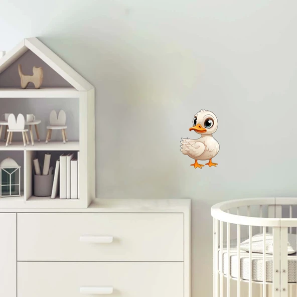 Şaşkın Yüzlü Beyaz Yavru Ördek Duvar Sticker'ı ürün görseli 1