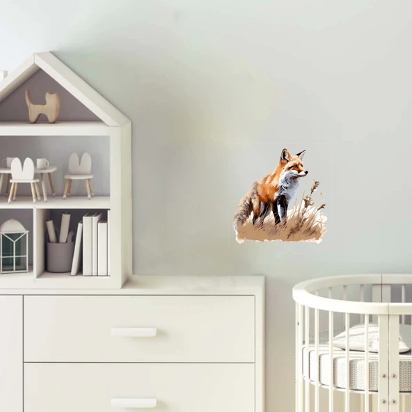 Çimlerin İçinde Duran Tilki Duvar Sticker'ı ürün görseli 1