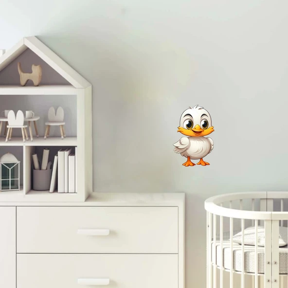 Gülen Yüzlü Beyaz Yavru Ördek Duvar Sticker'ı ürün görseli 1