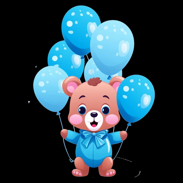 Mavi Balonlu Ayıcık Duvar Stickerı - Resim 2