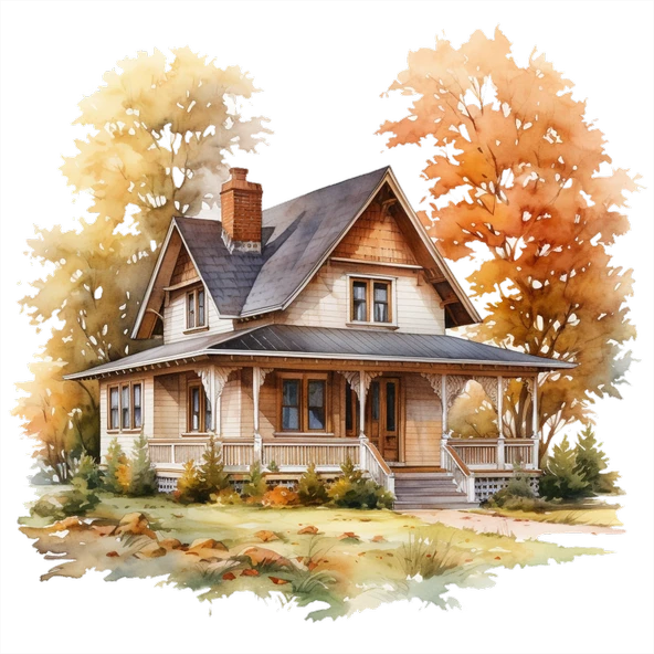 Pastel Tonlarda Sonbahar Ev Duvar Stickerı - 2