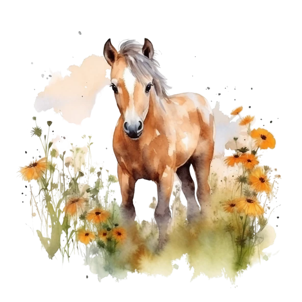 Bulutlu Manzaralı At Yavrusu Duvar Stickerı - Resim 2