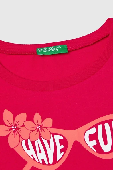 United Colors of Benetton Kız Çocuk G Tshirt Fuşya 3JERC10PB - 3