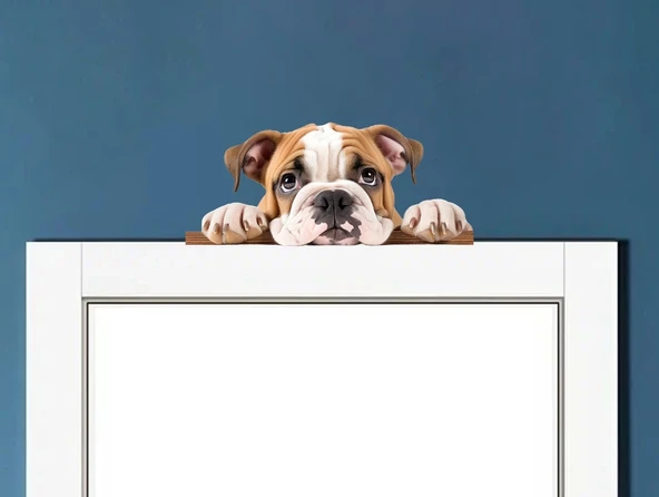 Kahverengi Beyaz İngiliz Bulldog Yavrusu Duvar Sticker'ı ürün görseli 1