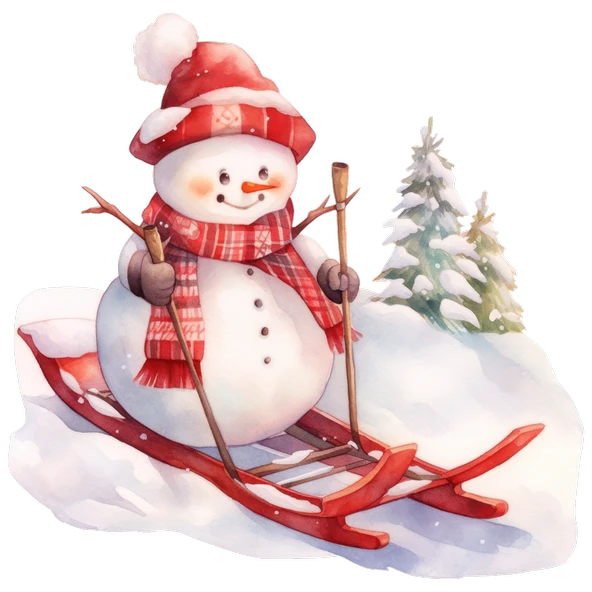 Yokuş Kaydıran Karlı Adam Duvar Stickerı - Resim 2