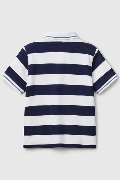 United Colors of Benetton Erkek Çocuk Çizgili Polo T shirt Lacivert 39QAG300V - 2
