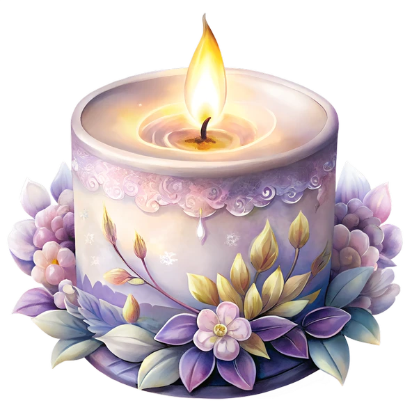 Mor Çiçekli Mum Duvar Stickerı ürün görseli 1