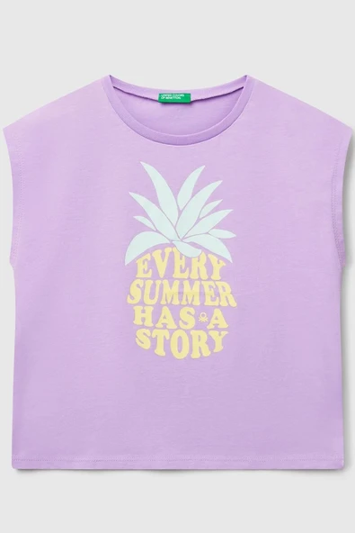 United Colors of Benetton Kız Çocuk G Tshirt Lila 3JERC10PB