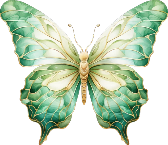 Yeşil Tonlarında Kelebek Duvar Stickerı - Resim 2