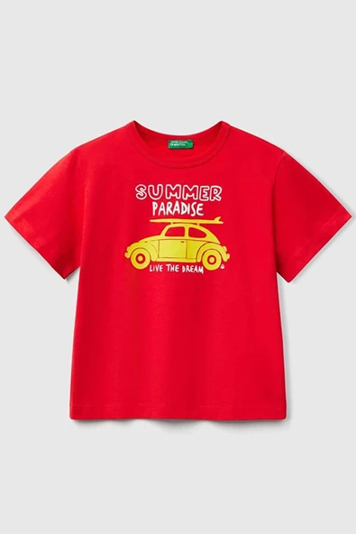 United Colors of Benetton Erkek Çocuk Tshirt Bordo 3JERG10JQ