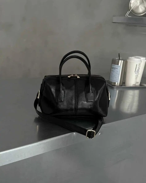 Lisbond Elegance Jennie Model Siyah Deri Kadın El Ve Omuz Çantası - 3