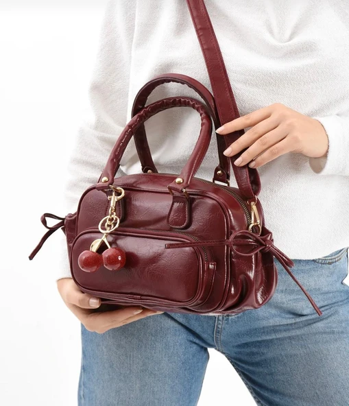 Lisbond Elegance Casandra Model Bordo Kadın El Ve Omuz Çantası (CHARM DAHİL DEĞİLDİR)