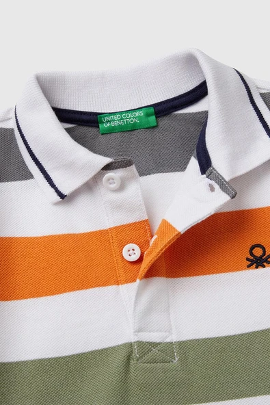 United Colors of Benetton Erkek Çocuk Çizgili Polo T shirt 39QAG300V - 3