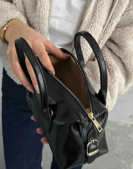 Lisbond Elegance Jennie Model Siyah Deri Kadın El Ve Omuz Çantası - 2