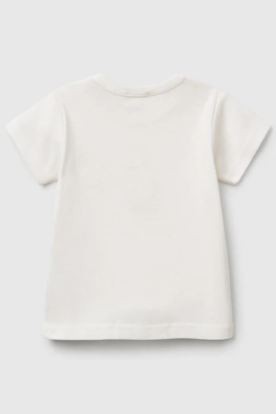 United Colors of Benetton Erkek Bebek T shirt Beyaz 3I9WA1062 - 2