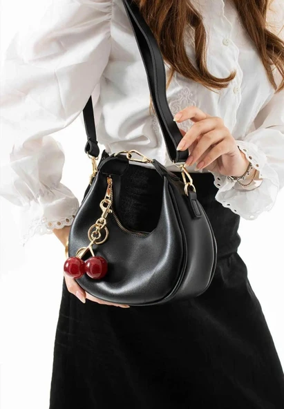 Lisbond Elegance Betty Model Siyah Charm Hediyeli Kadın El Ve Omuz Çantası - 5