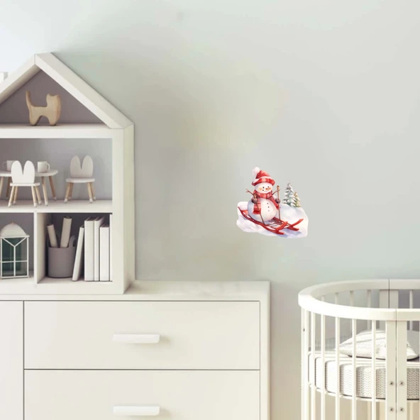 Yokuş Kaydıran Karlı Adam Duvar Stickerı ürün görseli 1