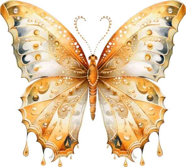 Turuncu ve Beyaz Kelebek Duvar Stickerı - Resim 2