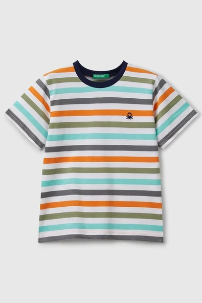 United Colors of Benetton Erkek Çocuk Çizgili T shirt Mix 3FHXG10HR