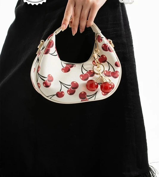 Lisbond Elegance Betty Model Kiraz Desenli Charm Hediyeli Kadın El Ve Omuz Çantası - 3