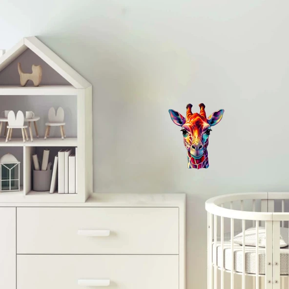 Renkli Yüzlü Zürafa Duvar Sticker'ı ürün görseli 1