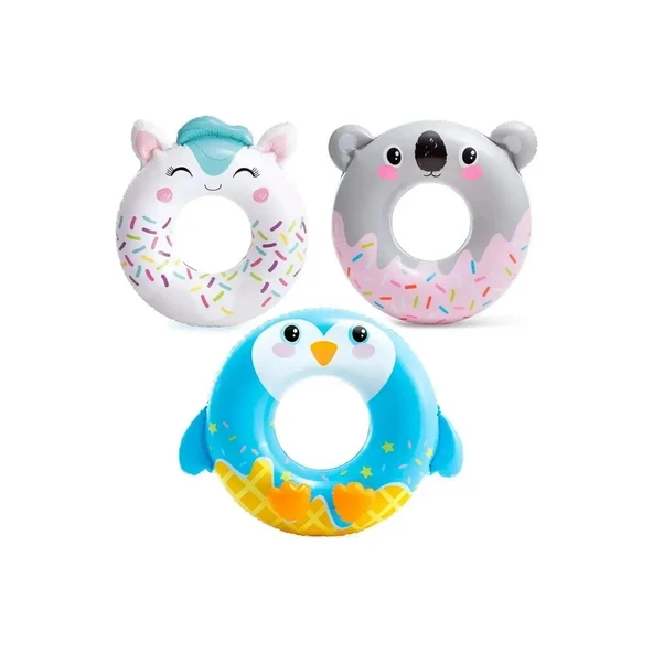 Şişme Havuz ve Deniz Yüzme Simidi Sevimli Hayvanlar Figürlü Çocuk Simit + 8 Yaş M-59266 - 2