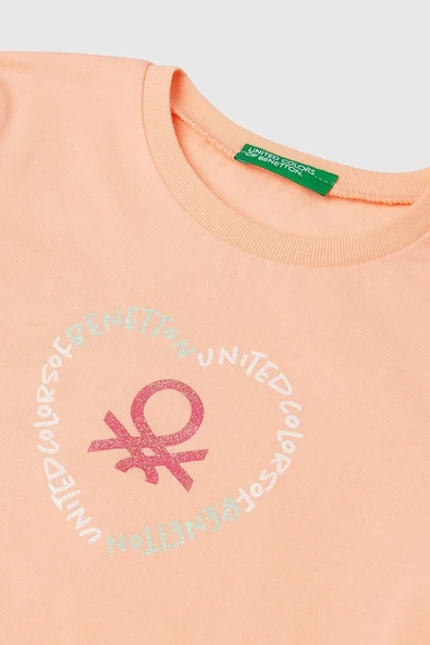 United Colors of Benetton Kız Çocuk T shirt Somon 3I1XG10HU - 3