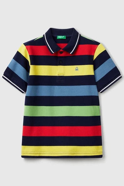 United Colors of Benetton Erkek Çocuk Çizgili Polo T shirt Mix 39QAC301T