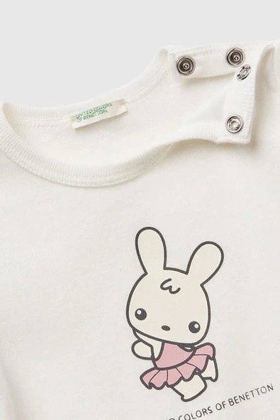 United Colors of Benetton Erkek Bebek T shirt Beyaz 3I9WA1062 - 3