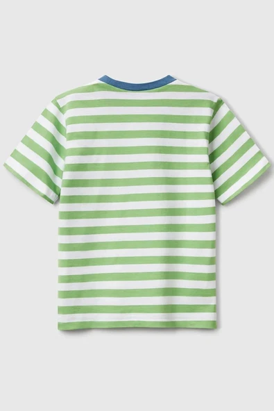 United Colors of Benetton Erkek Çocuk Çizgili T shirt Yeşil 3FHXG10HR - 2