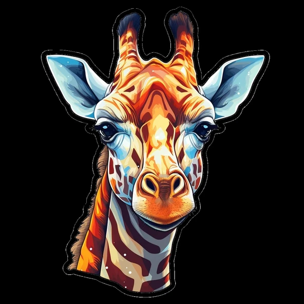 Çizgili Boyunlu Zürafa Kafası Duvar Sticker'ı - Resim 2