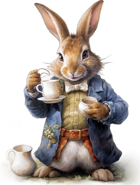 Çay İçen Tavşan Duvar Stickerı - 2