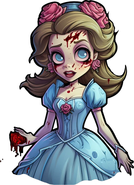 Mavi Elbiseli Yaralı Kız Duvar Stickerı - Resim 2