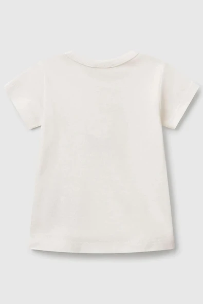 United Colors of Benetton Kız Bebek T shirt Ekru 3I9WA1062 - 2