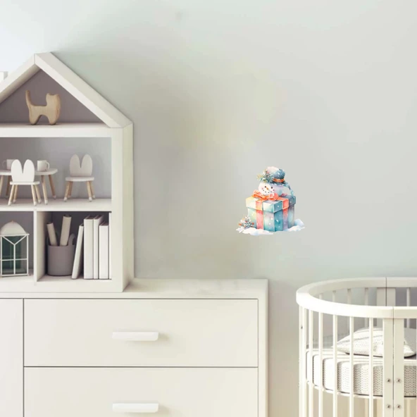 Kutuların Üstündeki Karlı Adam Duvar Stickerı ürün görseli 1