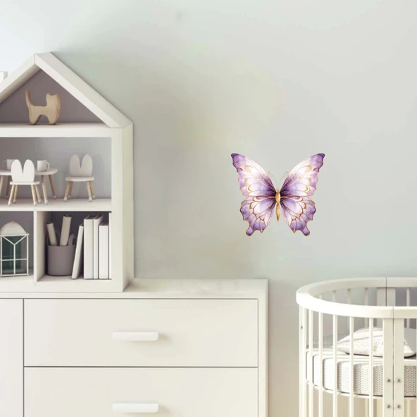 Mor Tonlarında Desenli Kelebek Duvar Stickerı ürün görseli 1