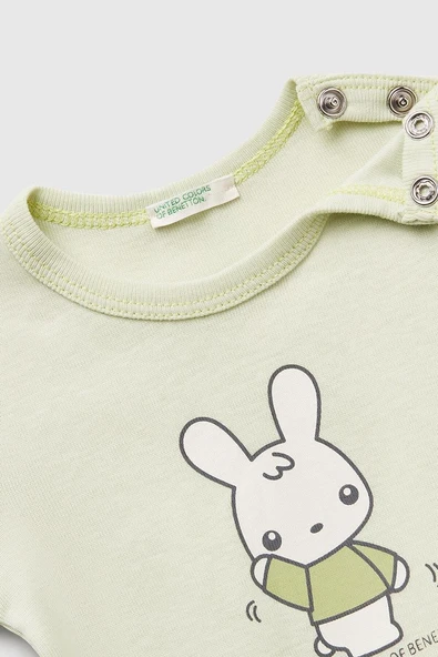 United Colors of Benetton Kız Bebek T shirt A.Yeşil 3I9WA1062 - 3