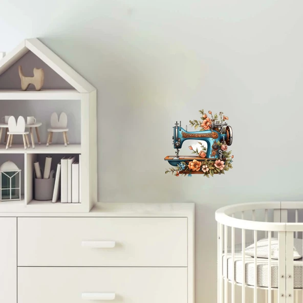 İplikli Dikiş Makinesi Duvar Stickerı ürün görseli 1